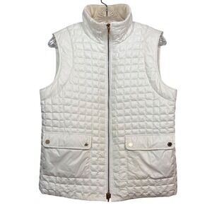 TORY BURCH Tricia Quilted Puffer Vest, White with Gold Hardware, Full Zip Size M